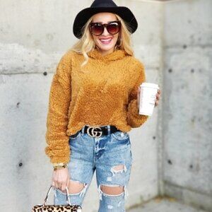 Ultra Soft Faux Fur Hoodie Top